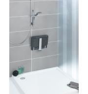 Siedzisko pod prysznic uchylane ze oparciem regulowane Secura Premium Czarno-srebrne