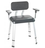 Krzesło pod prysznic z oparciem i uchwytami regulowane Secura Premium Czarno-srebrne